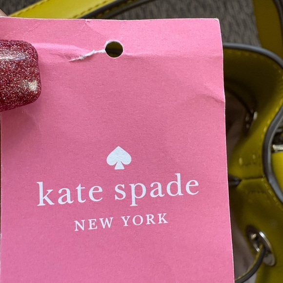 ♠️NWT Kate Spade New York Marti Faux Fur Small Bucket Bag Citron Sapphire - Picture 13 of 16